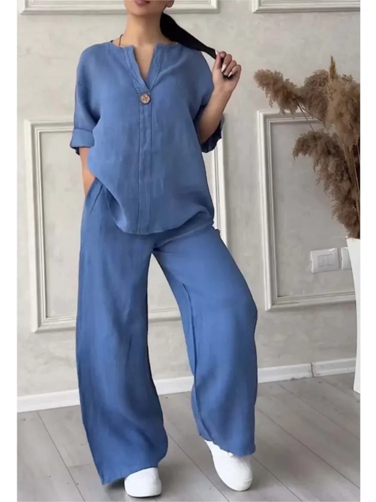 Soraya | Casual set - V-neck top and trousers