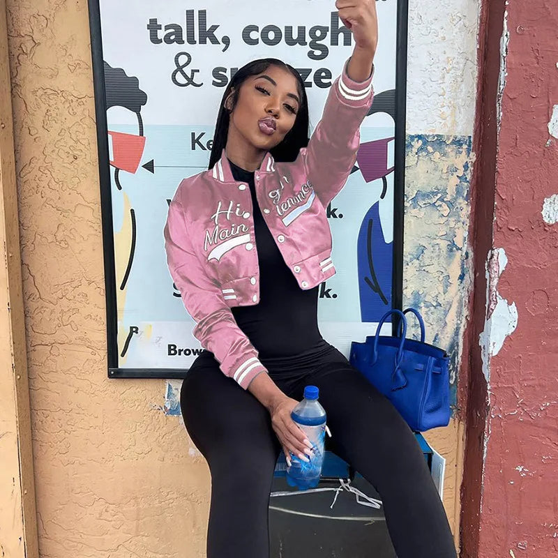 Catalina | Embroidered short baseball jacket