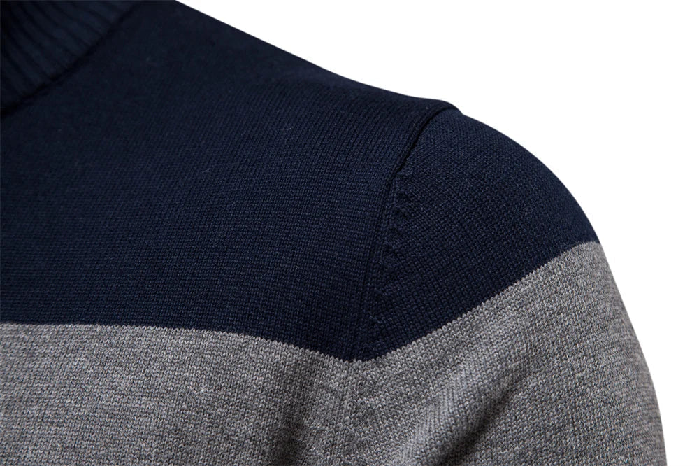 Men’s Striped Quarter-Zip Jumper with Modern Slim Fit Design