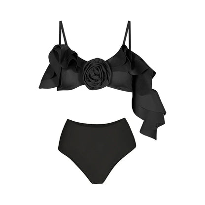 3D Floral Halter Bikini Set