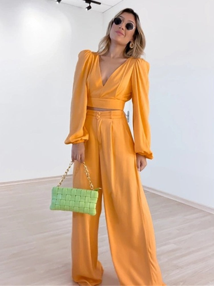 Flavia | Orange two-piece set