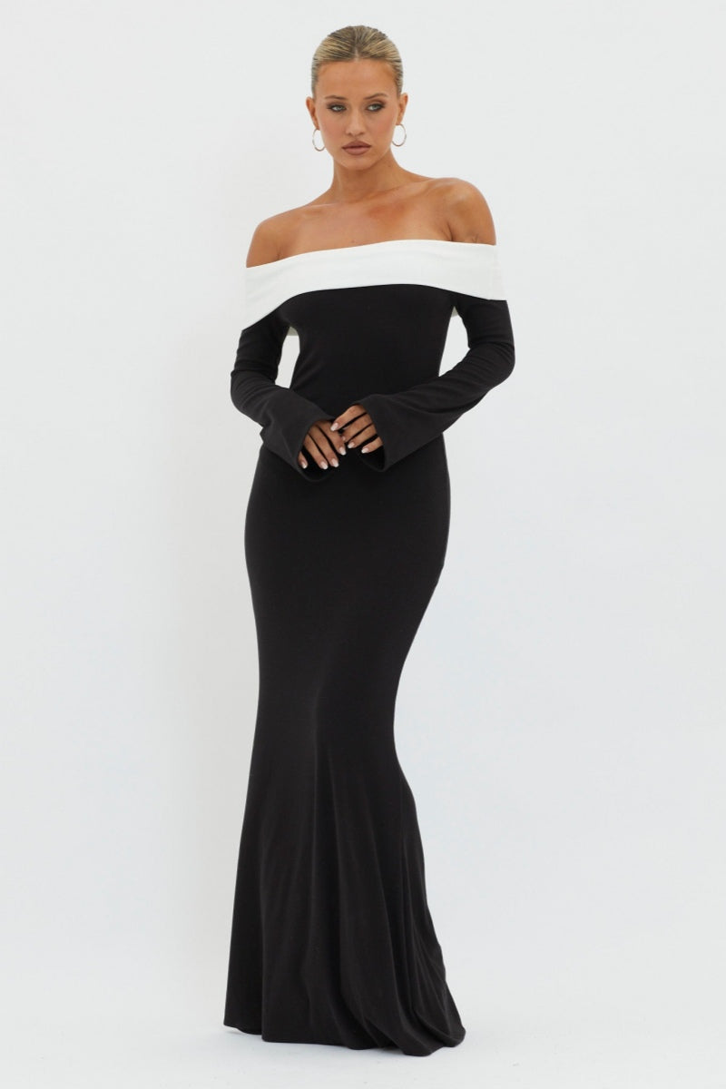 Karina® | Off-The-Shoulder Maxi Knit Dress