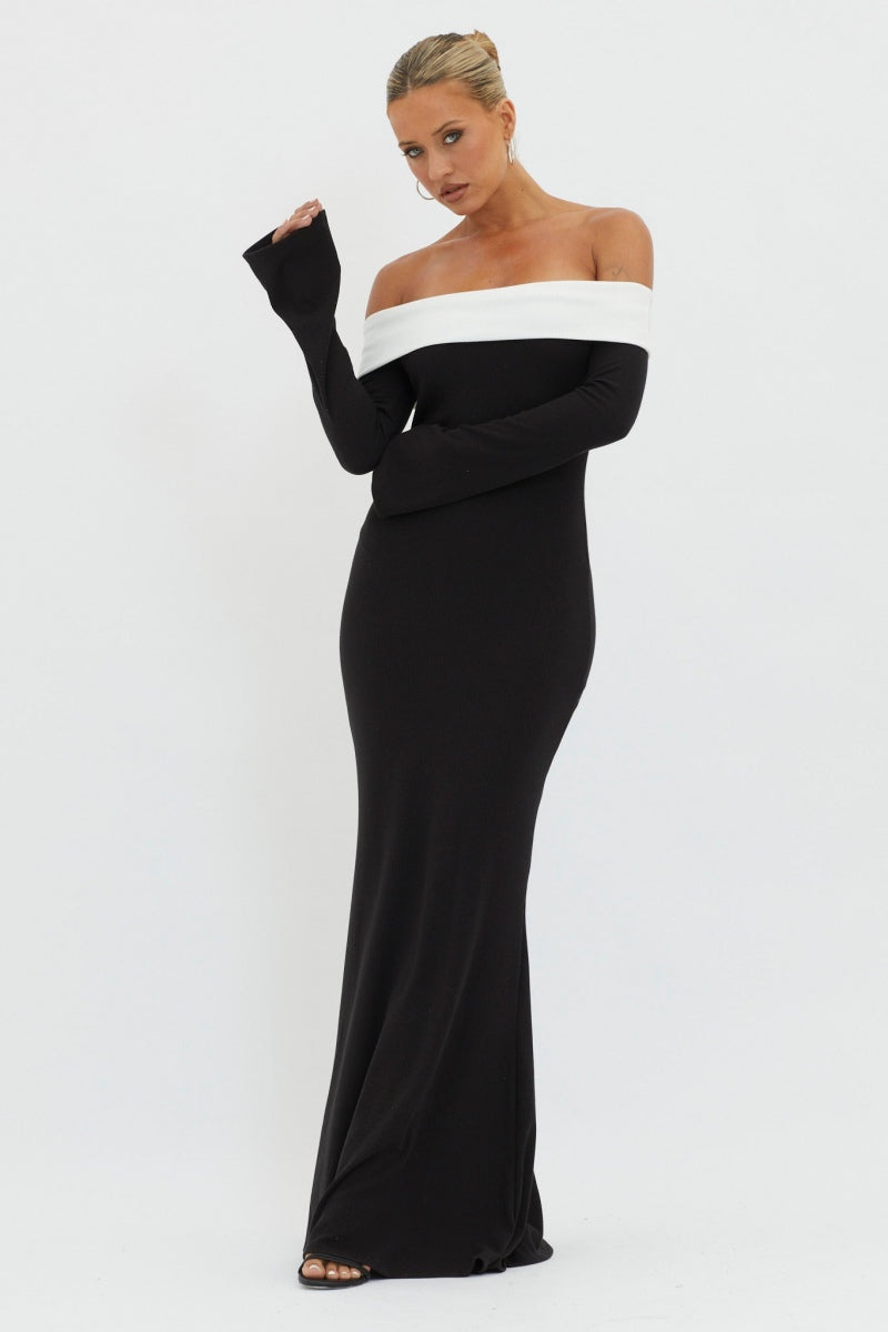 Karina® | Off-The-Shoulder Maxi Knit Dress