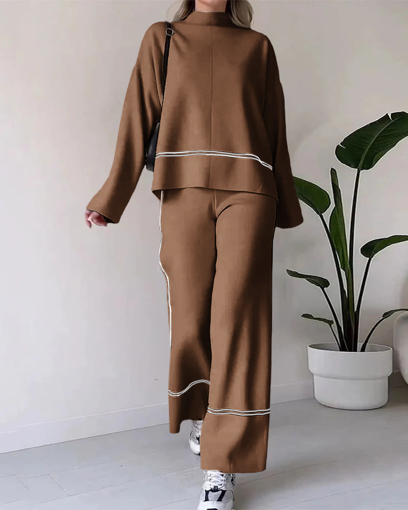 Daphne® | Elegant Loose Long-Sleeved Top And Wide-Leg Pants Set
