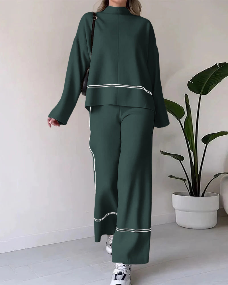 Daphne® | Elegant Loose Long-Sleeved Top And Wide-Leg Pants Set