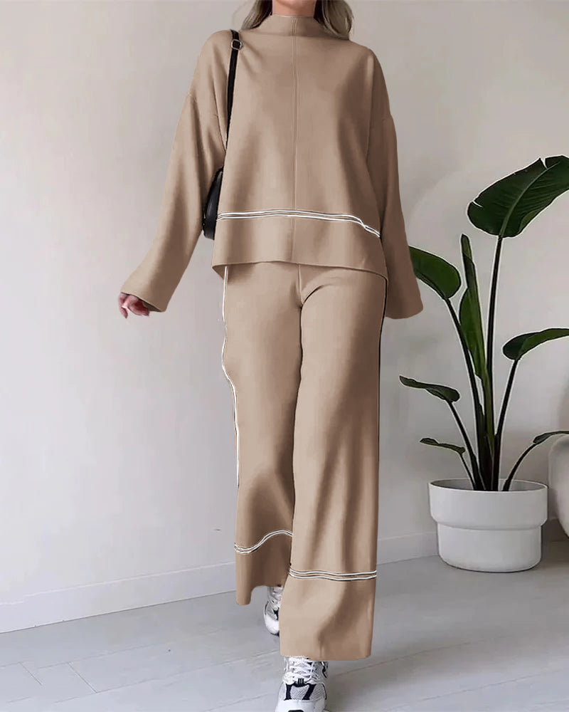 Daphne® | Elegant Loose Long-Sleeved Top And Wide-Leg Pants Set