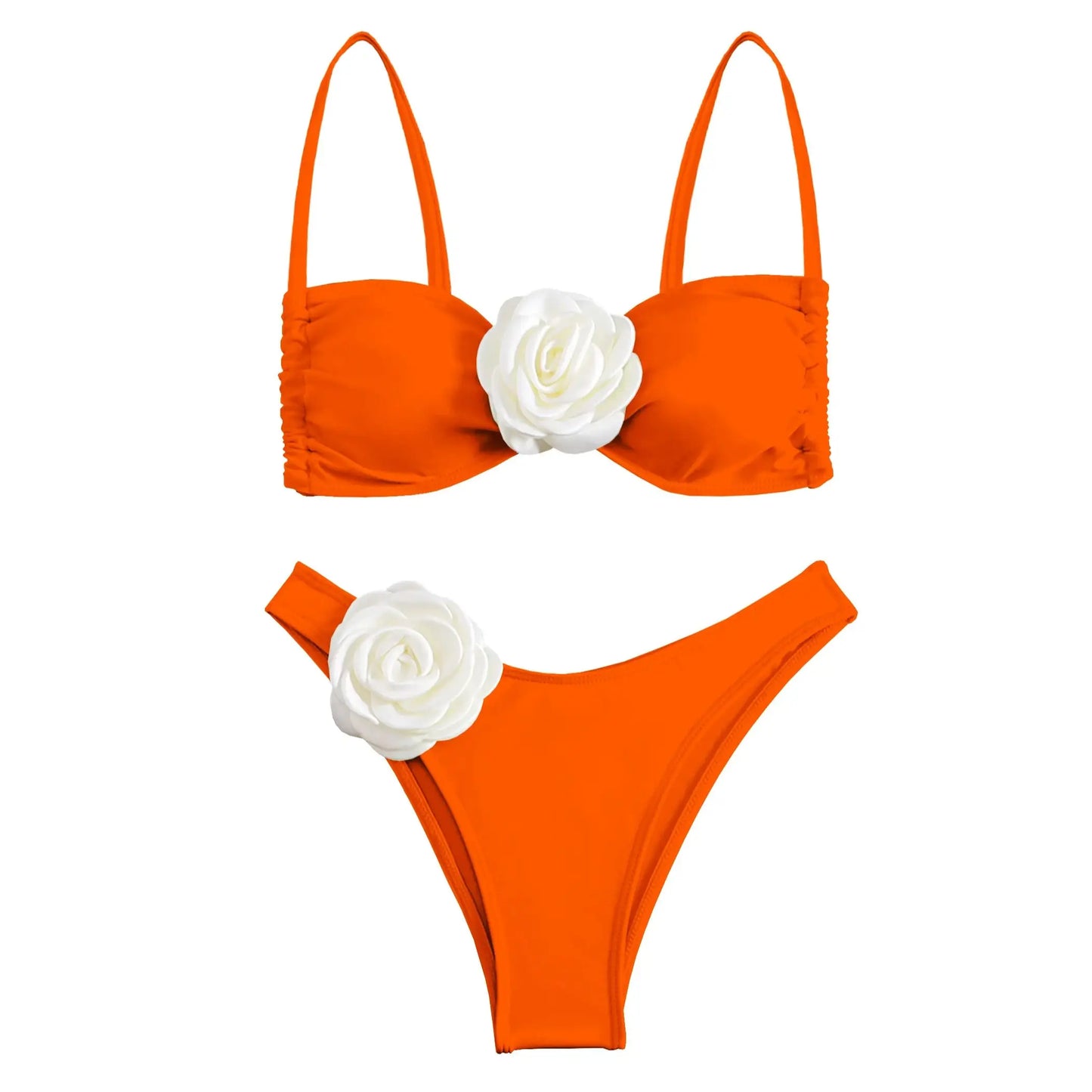 3D Floral Halter Bikini Set