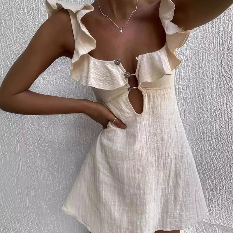Eleanor® | Women'S Short Summer Dress With V-Neck And Ruffles