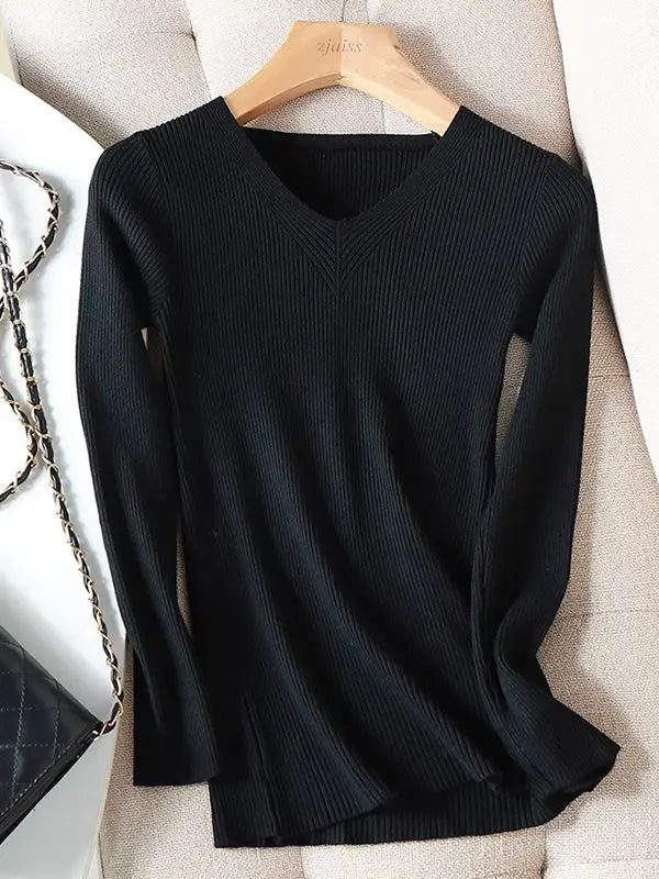 Geraldine | Chic autumn-winter sweater with a V-neck