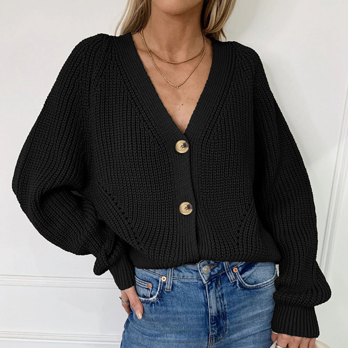 Ivette | KNIT V-NECK CARDIGAN