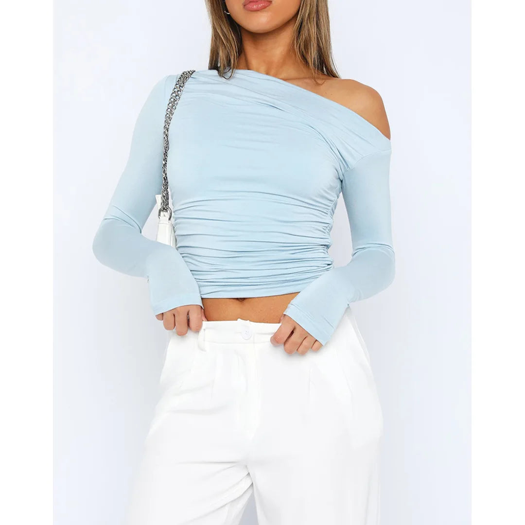 Laura® | Top asymétrique torsadé for women Manches longues