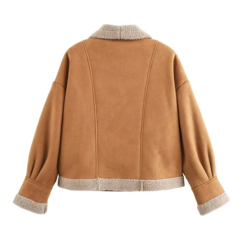 Nahir | Women's winter coat made of imitation lambskin