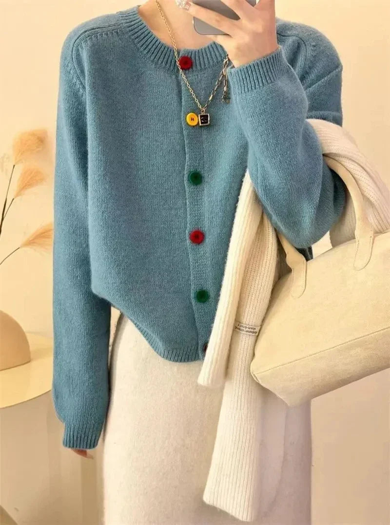 Natalia | Colorful knotted knitted coat for women