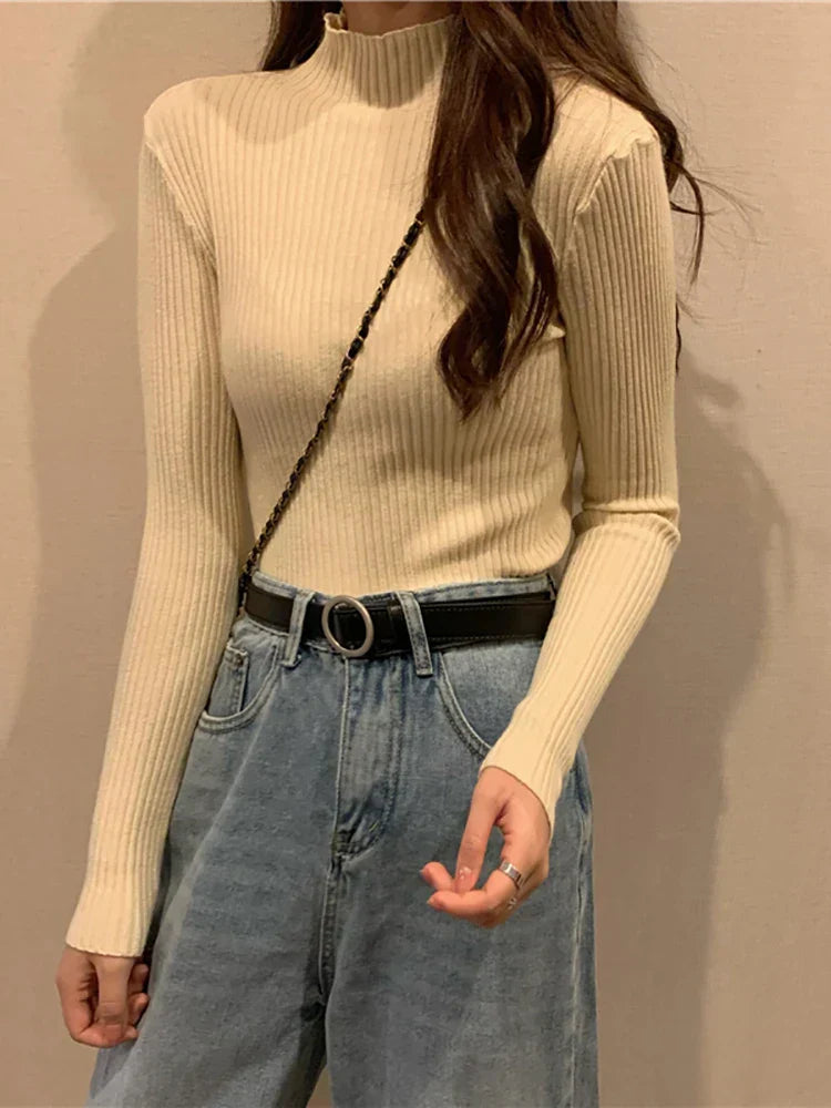 Therese | Autumn winter knitted turtleneck sweater for women