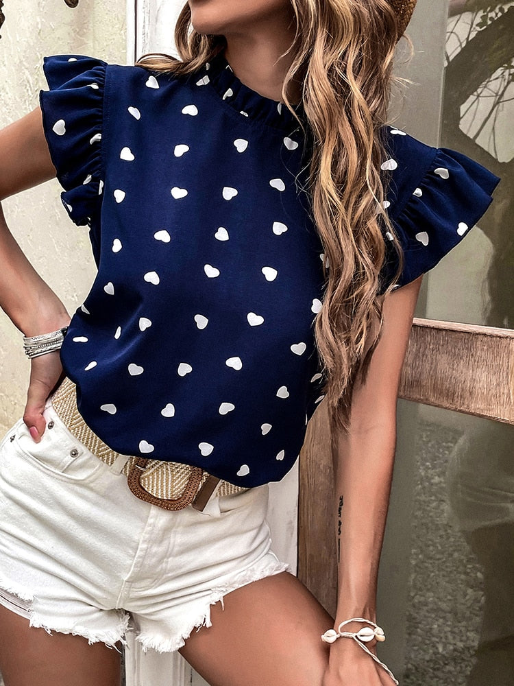 Juliana® | Printed Blouse With Ruffle Sleeves