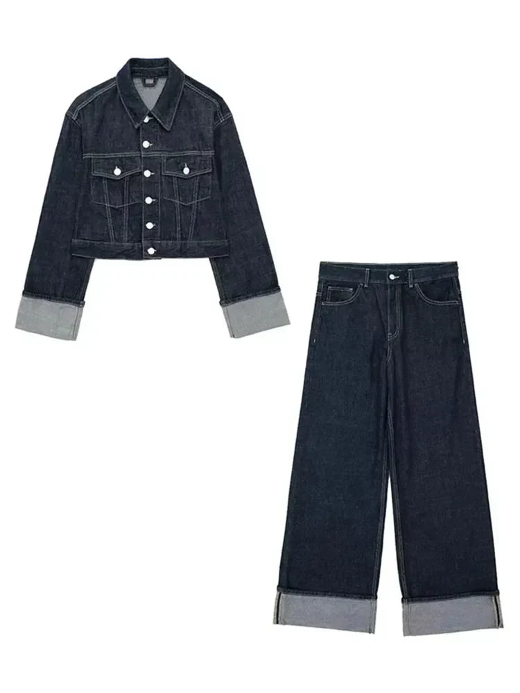 Marcela | Casual cotton denim jacket set for women