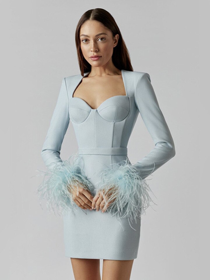 Violeta® | Women's Feather Bodycon Mini Dress