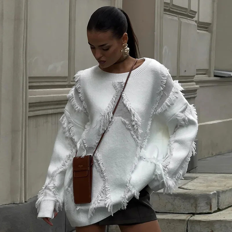 Vittoria | Ria oversized sweater with fringes