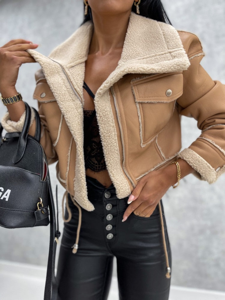 Dana | Leather jacket. Fleece lining