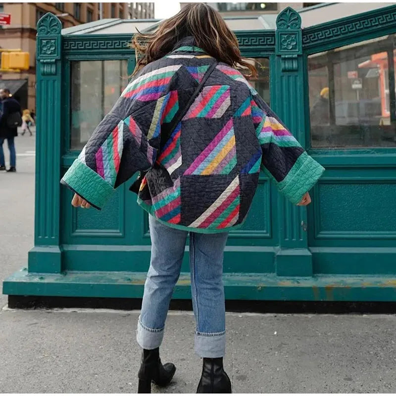 Perla® | Padded Kimono Jacket With Rainbow Stripes