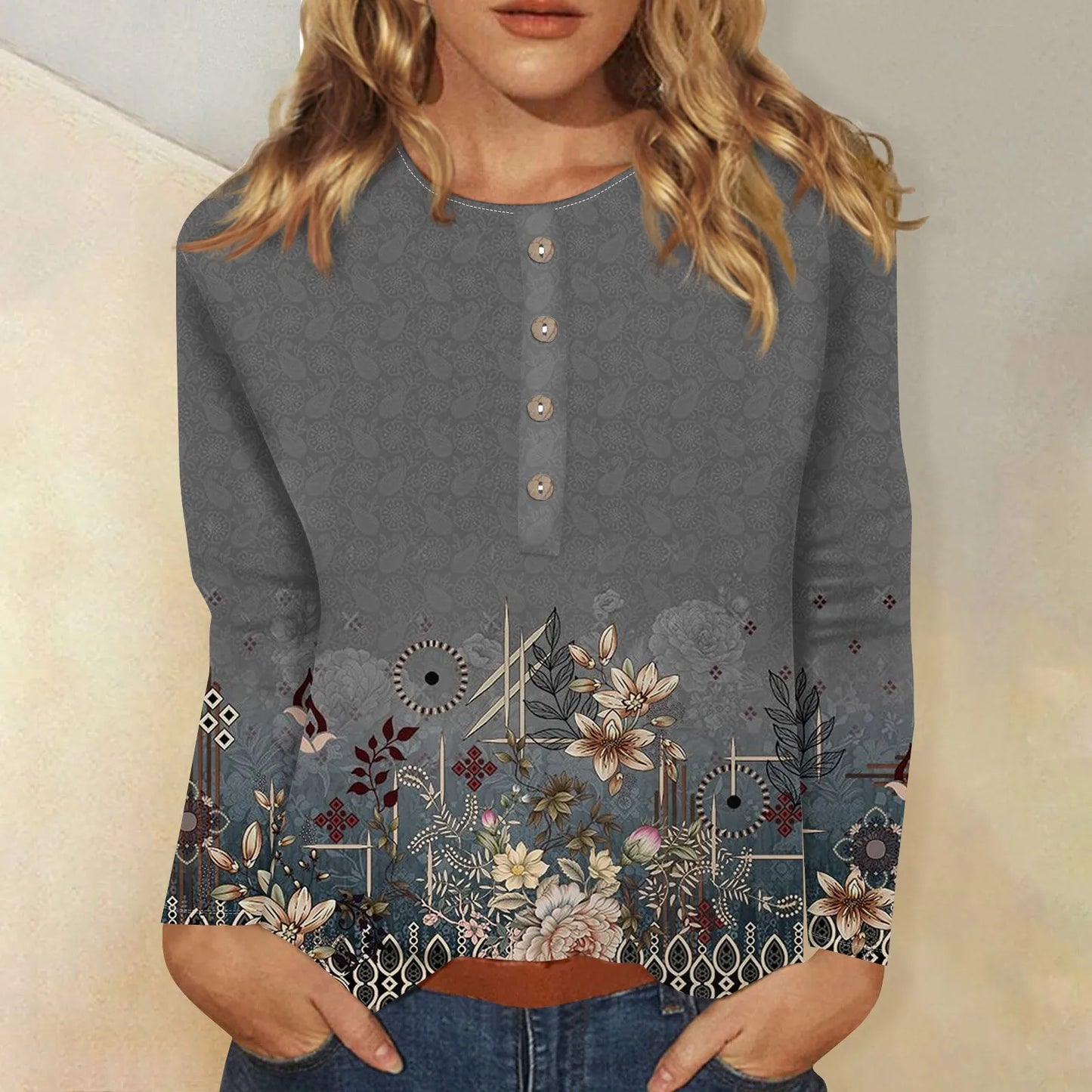 Bernadette | Women's long sleeve printed top