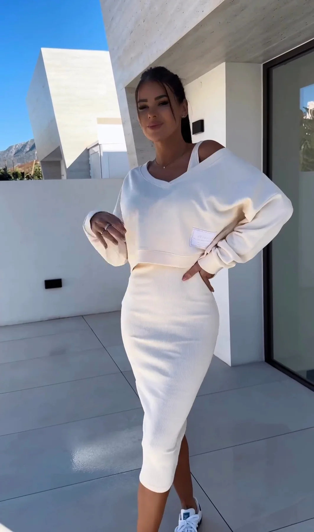 Micaela® | Sleeveless dress and sweater set for women