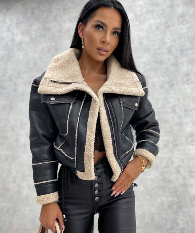 Dana | Leather jacket. Fleece lining