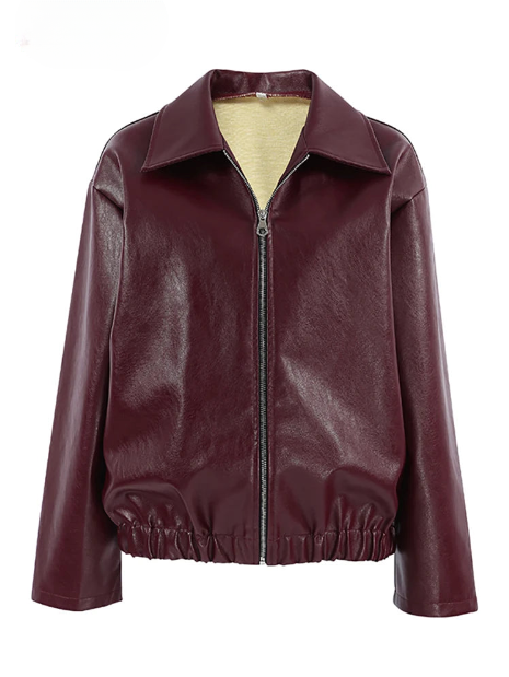 Susana | Burgundy faux leather jacket