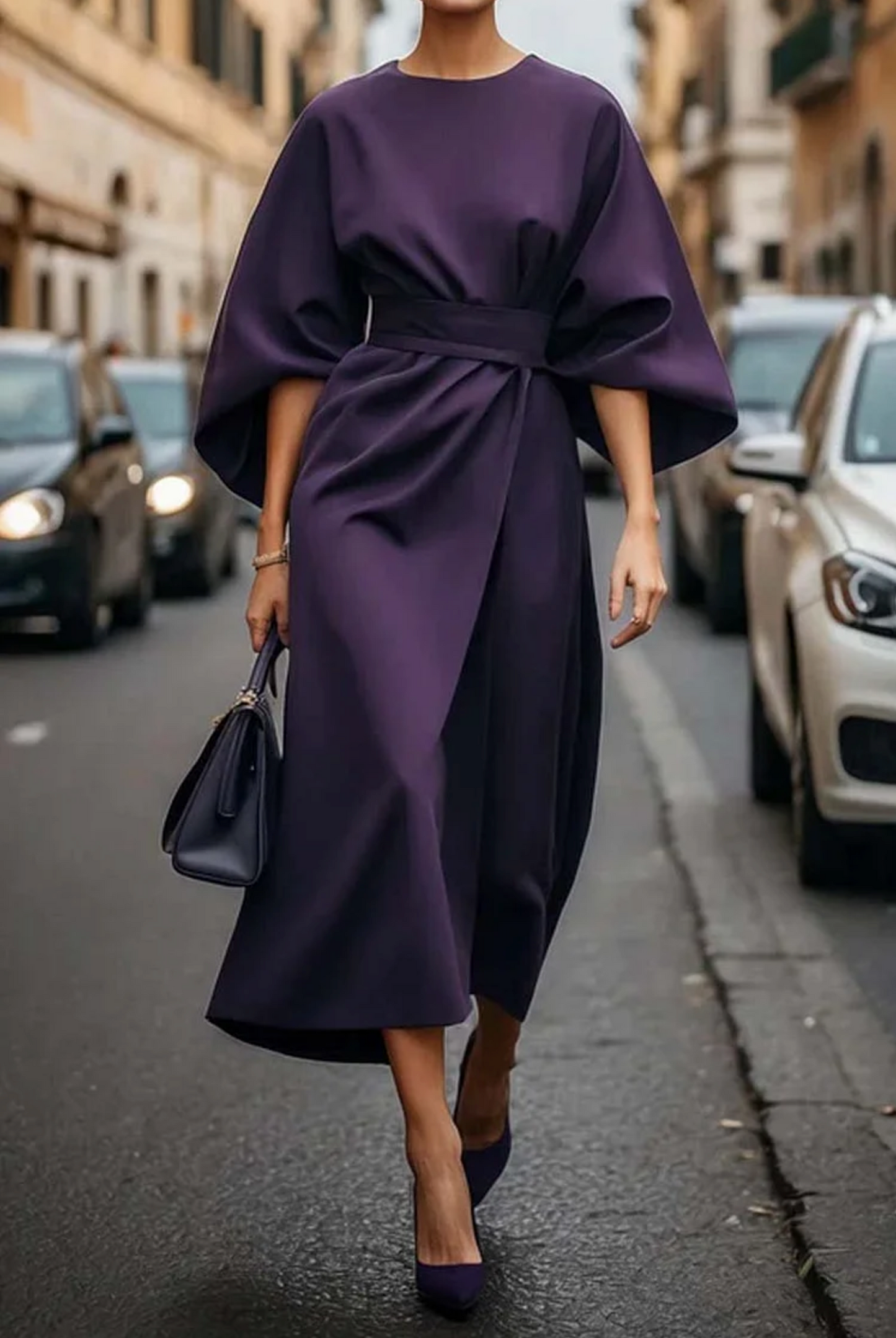 Lily | Women’s Winter Lantern Sleeve Midi Dress