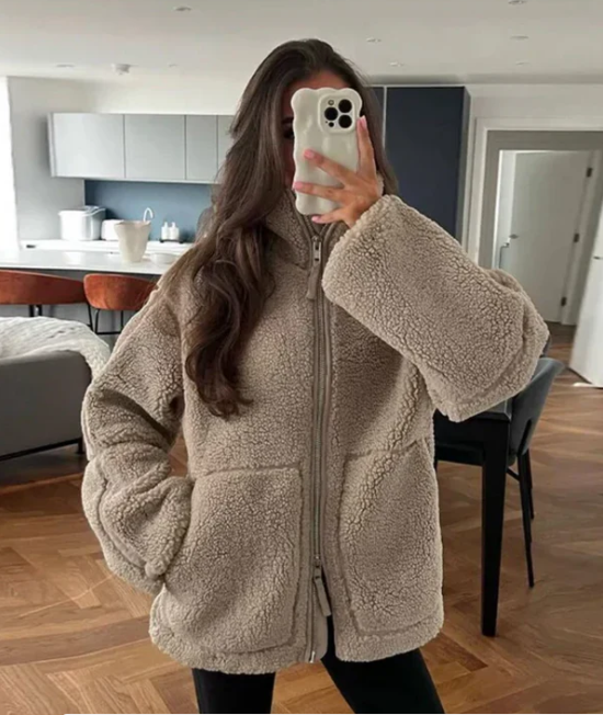 Maureen | Women's Sherpa Zip-Up Coat