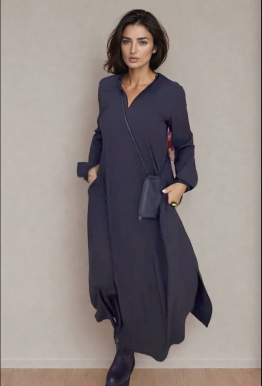 Pilar® | Stretch Cotton Long Dress With Pockets