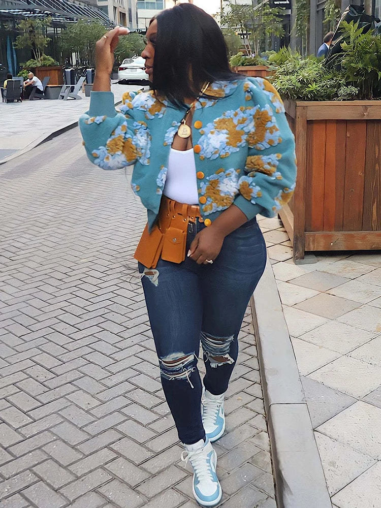 Emma | Women's cardigan with 3D flowers