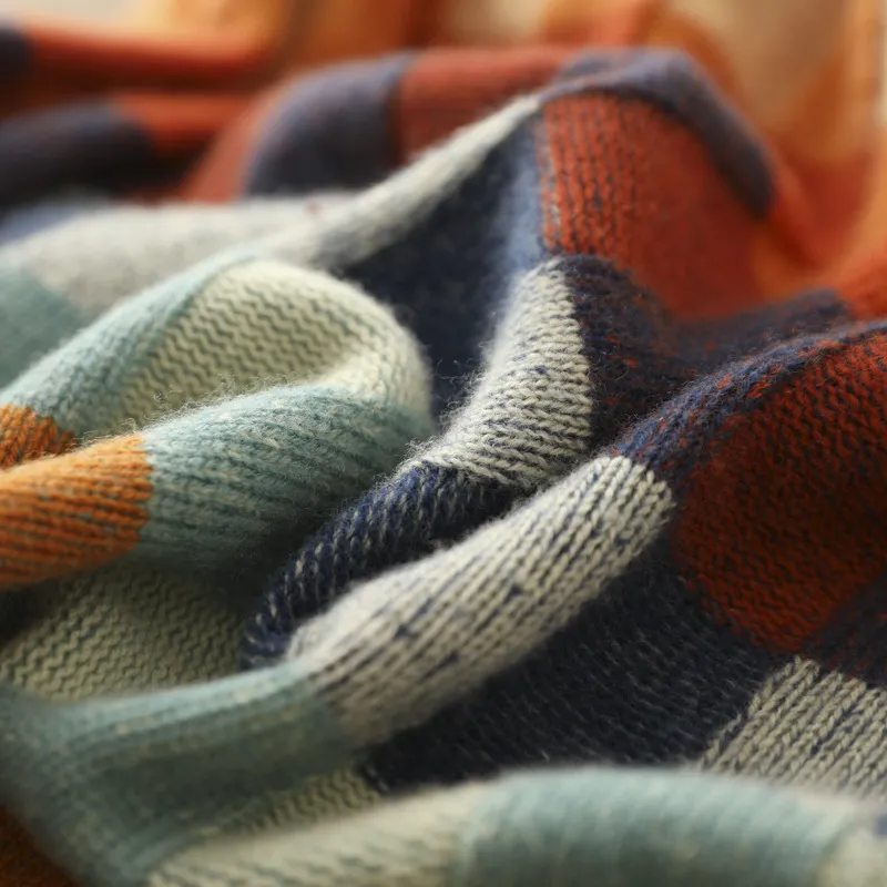 Wanda | Colorful turtleneck sweater with patchwork knit pattern