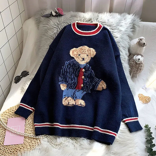 Annelies | Women's knitted sweater with lily embroidery