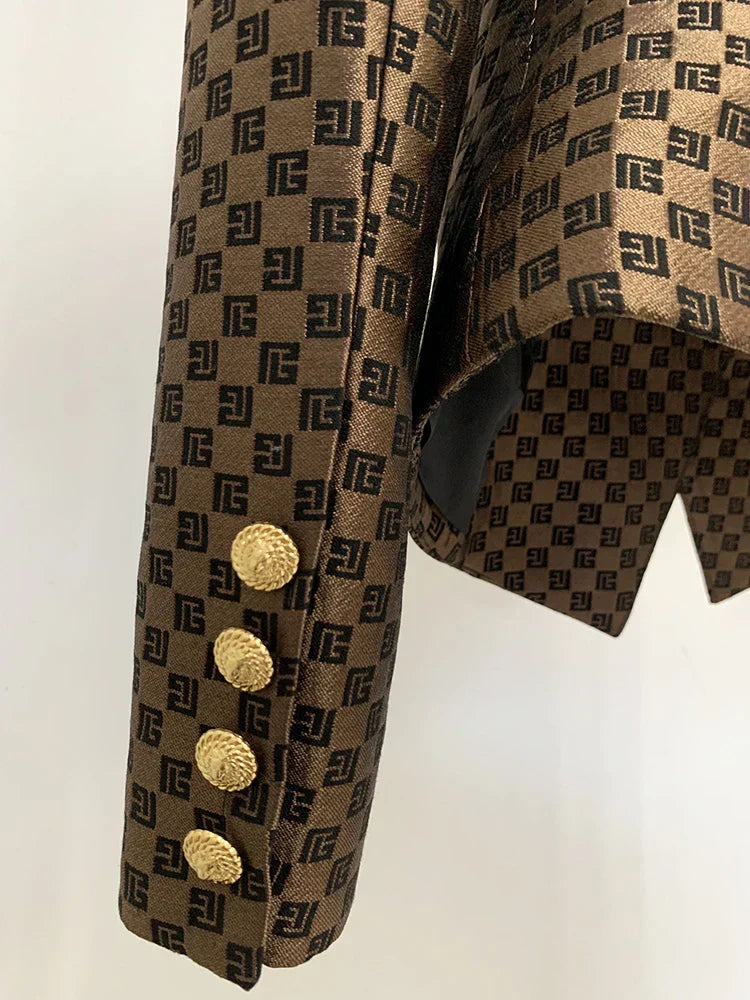 Irma® | Double-breasted monogram jacquard blazer