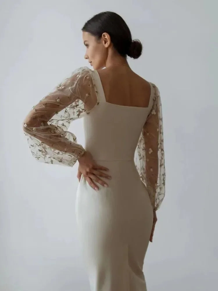 Isabella® | Evening And Party Dress With Square Neckline And Long Sleeves