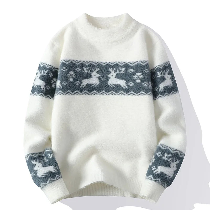 Julieta® | Warm knitted sweater with a Christmas deer print for men