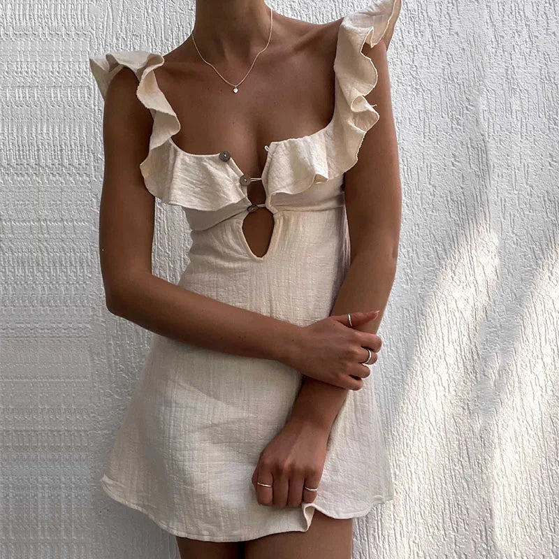 Eleanor® | Women'S Short Summer Dress With V-Neck And Ruffles