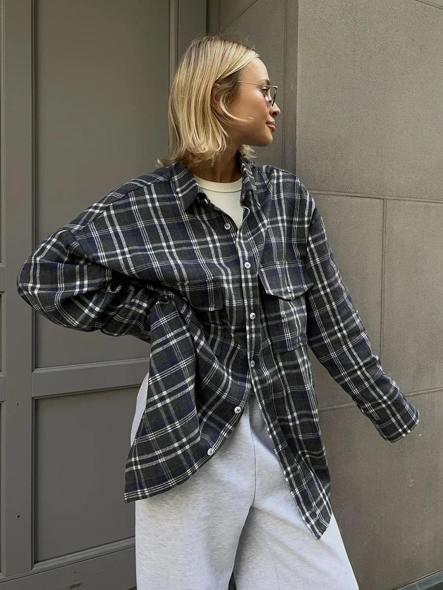 Inés® | Vintage loose checked blouse
