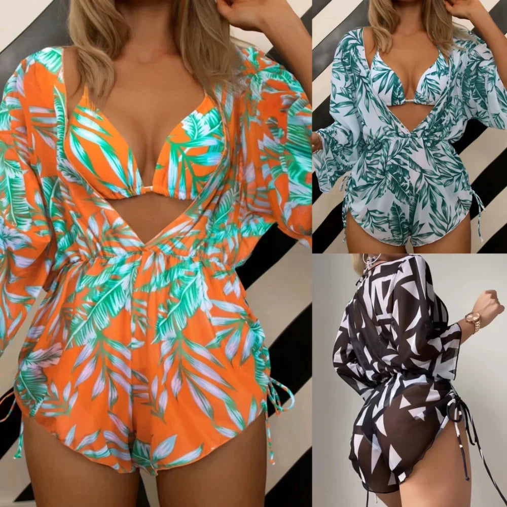 Gara® | High-Waisted Swimwear With Drawstring And Cover-Up