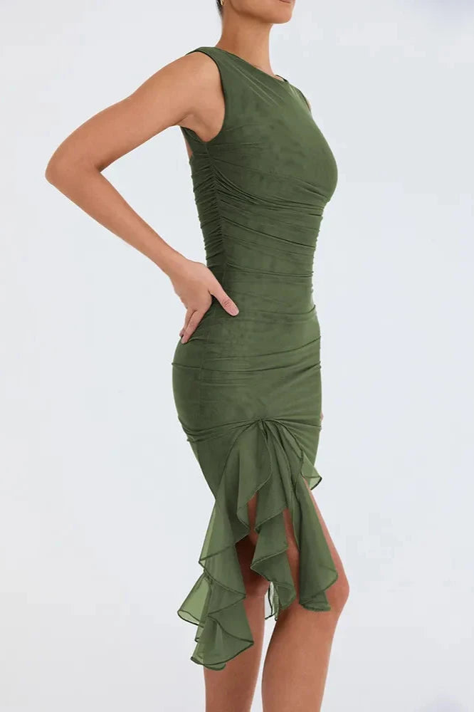 Maureen | Elegant Ruffle Midi Dress for All Occasions