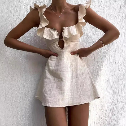 Eleanor® | Women'S Short Summer Dress With V-Neck And Ruffles