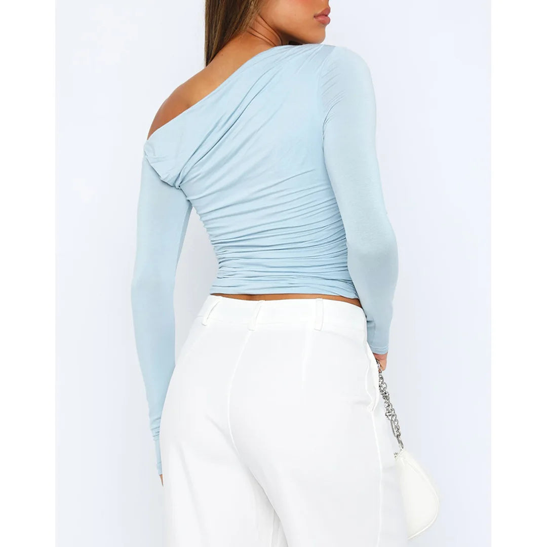 Laura® | Top asymétrique torsadé for women Manches longues