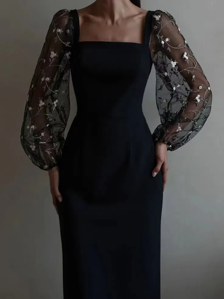 Isabella® | Evening And Party Dress With Square Neckline And Long Sleeves