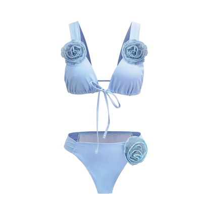 3D Floral Halter Bikini Set