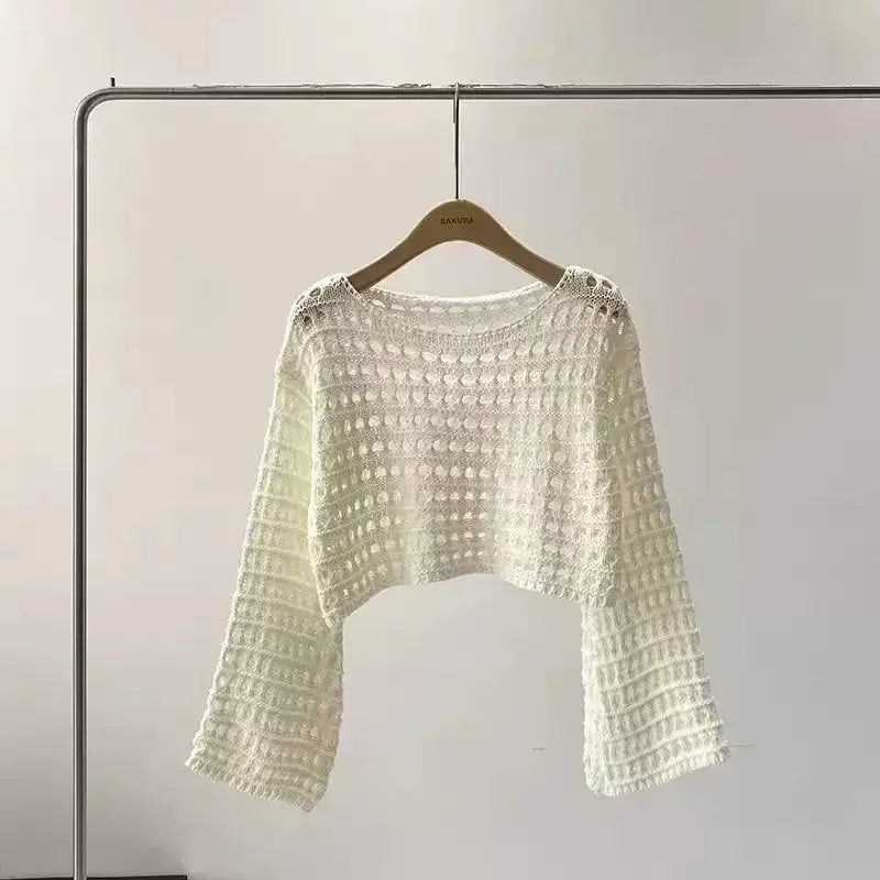 Adele | Rosamund long sleeve crochet top for women