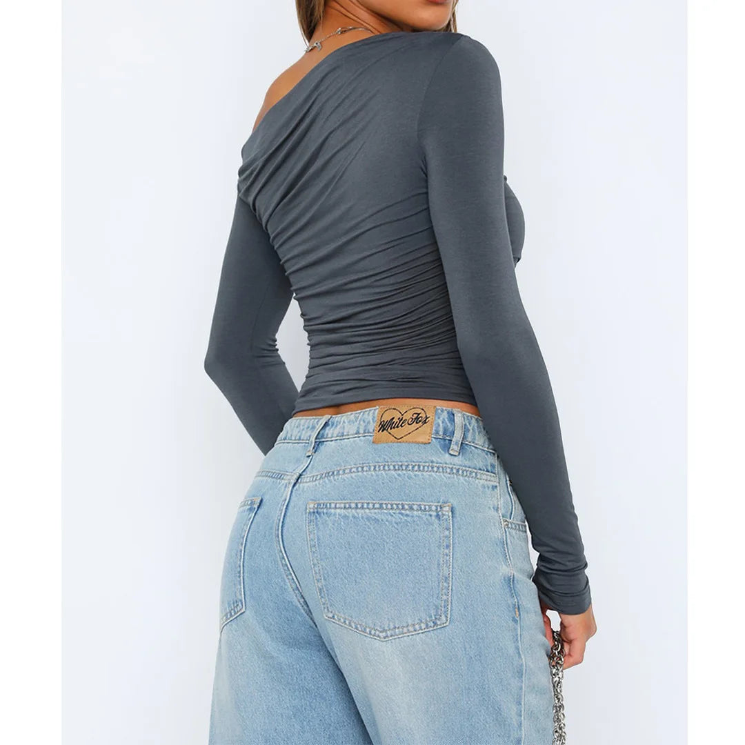 Wilhelmina® | Top asymétrique torsadé for women Manches longues