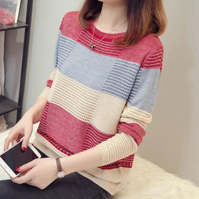 Francisca | Striped, loose knit sweater