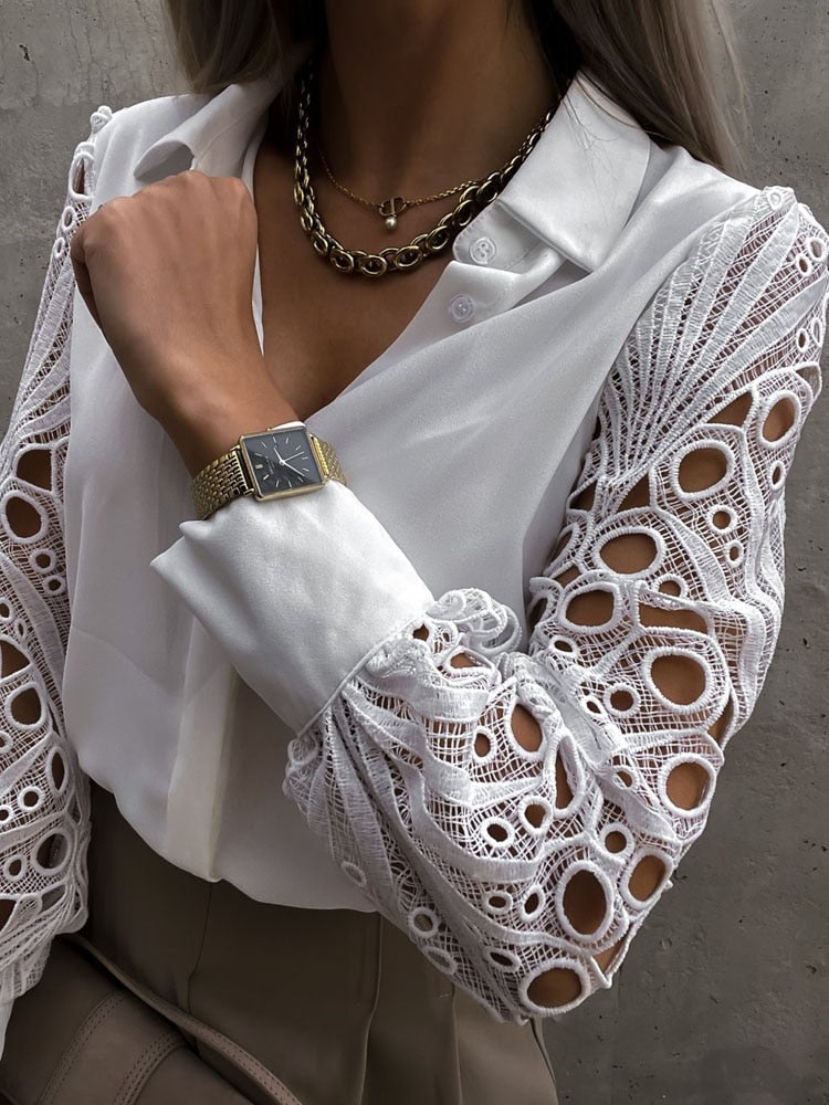 Rosario® | Casual Blouse With Lace Sleeves