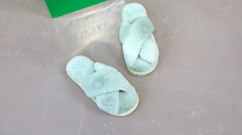 Mara® | Women's fluffy cross-strap slippers